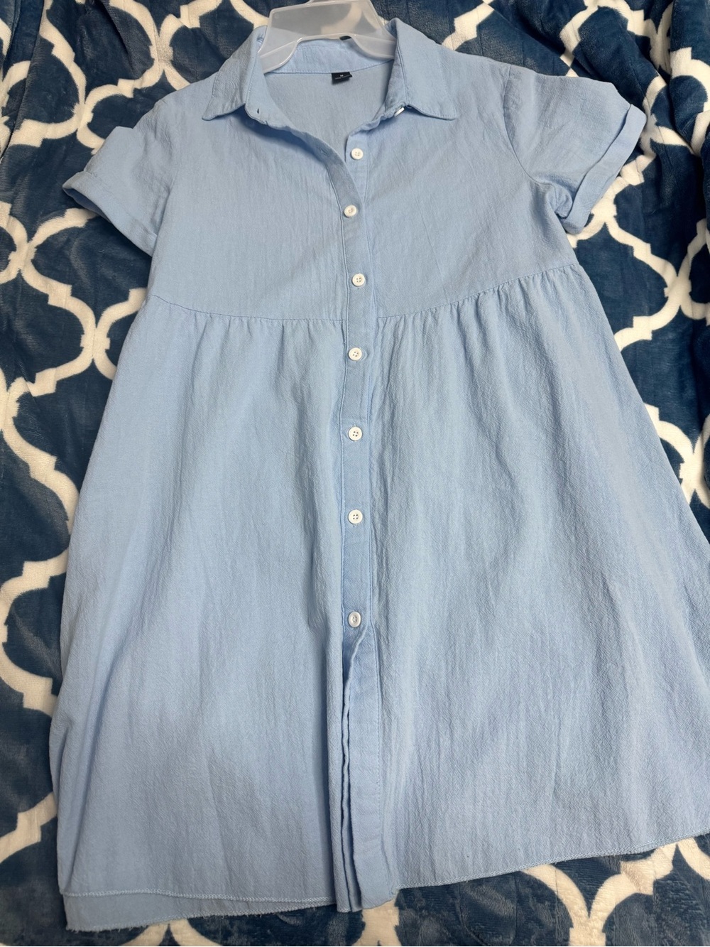 SHEIN Light Blue Button-Front Casual Shirt Dress